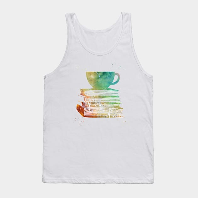 Cup of Tea with Books Tank Top by erzebeth